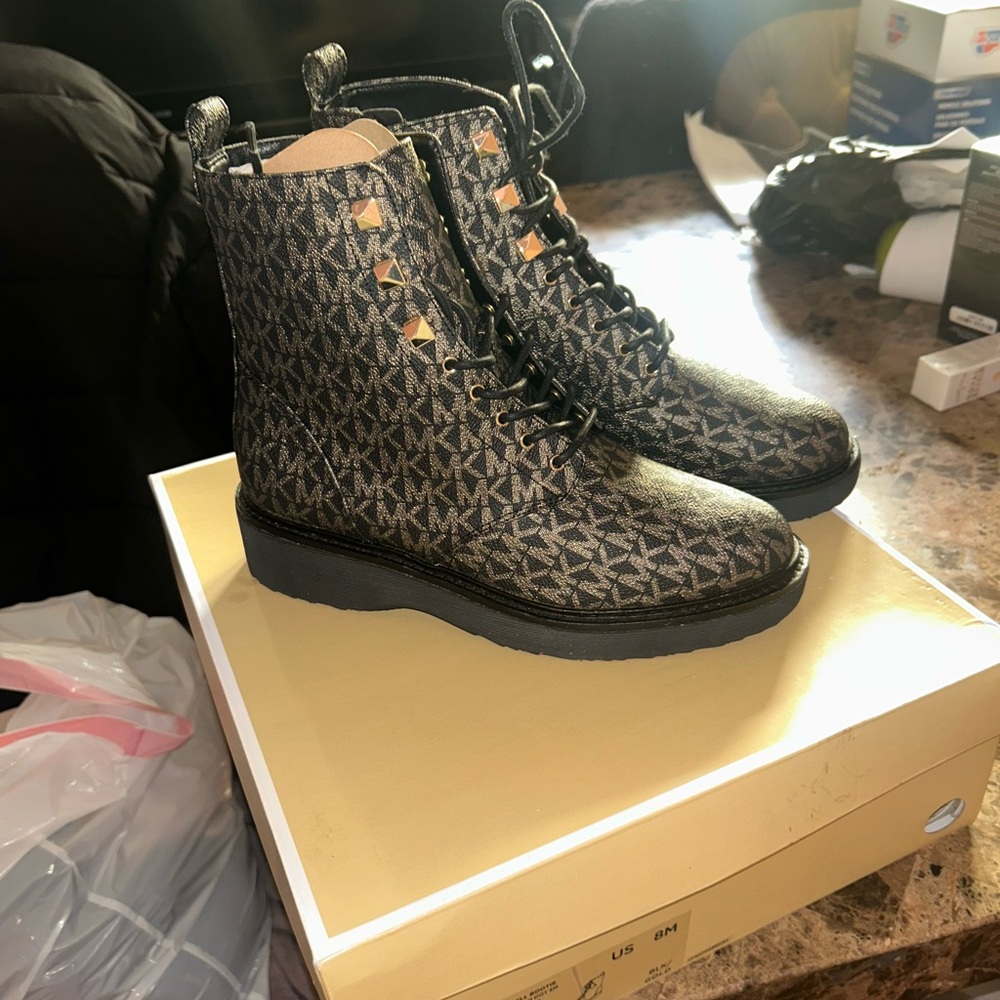 Michael Kors Monogram Combat Boots